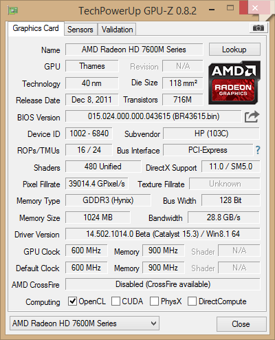 Amd radeon best sale hd 7600m